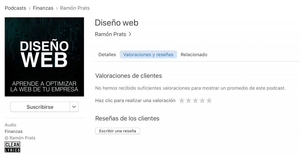 Dejar reseña de un podcast en iTunes desde escritorio