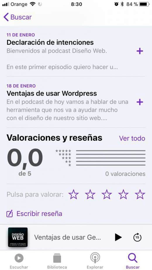 Cómo escribir una reseña en un podcast de iTunes desde iPhone